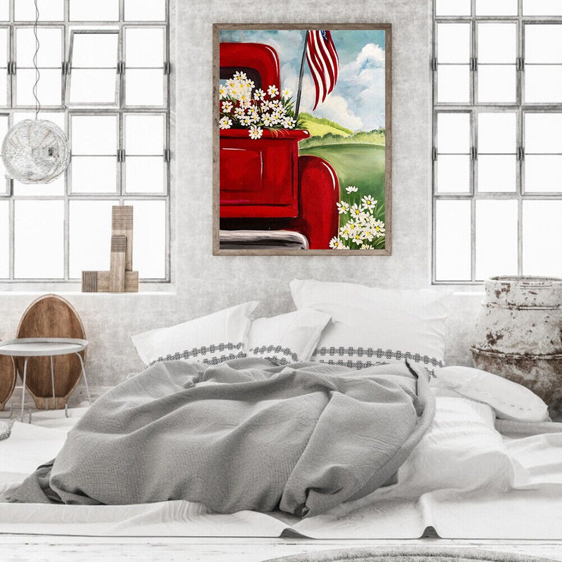 Flower Car Oil Paint by Numbers Hand Painted Frameless Picture Home DIY Ornament