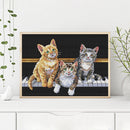 14CT DIY Three Cats Stamped Embroidery Full Cross Stitch Art Handicraft Gifts