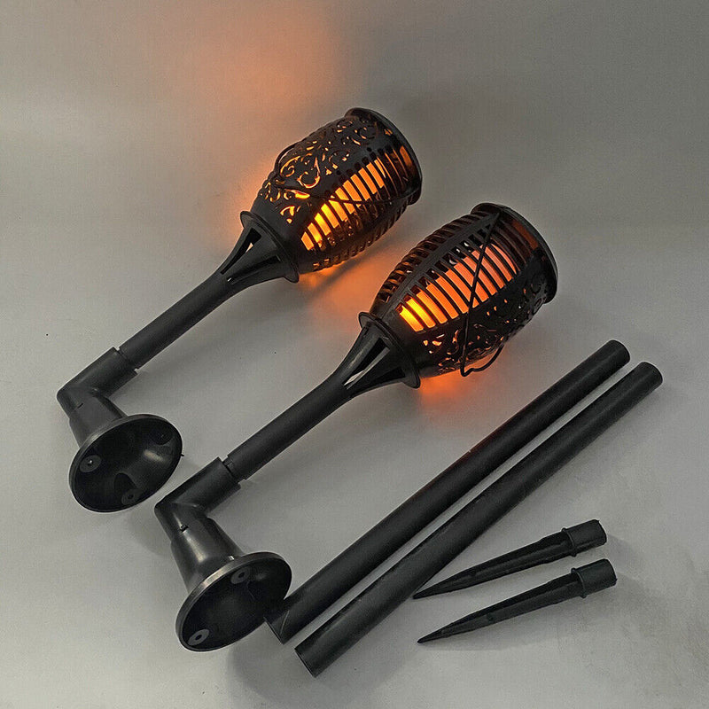 2pcs LED Solar Flame Light Waterproof Garden Lawn Lamp for Patio Pathway De