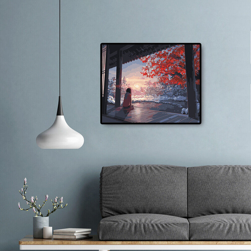 Watching Cherry Blossom Girl DIY Paintings By Number Kits Oil Art Picture