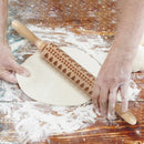 Christmas Elk Embossed Baking Cookies Noodle Roller Wooden Patterned Rolling Pin