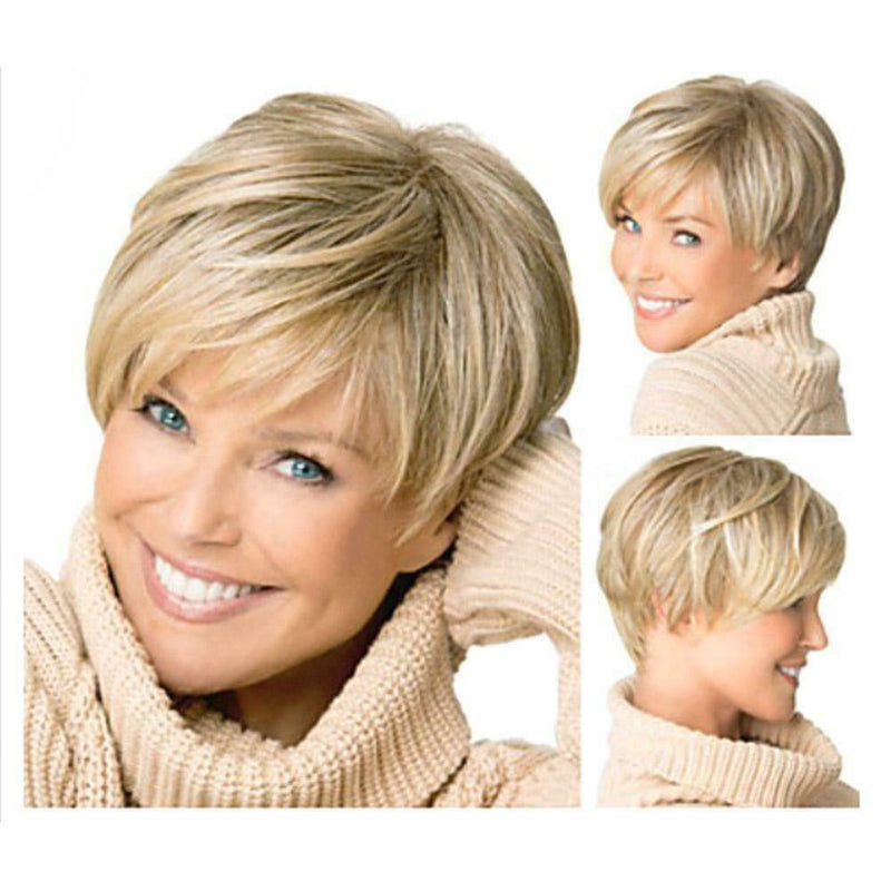 Fashion Short Cut Blond Straight Layered Synthetic Hair For Women Deko HOT Z4Q5