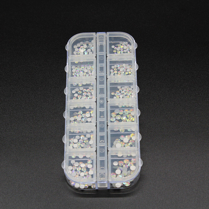 12 Grids Clear Beads Storage Box for Nail Art Manicure Jewelry Display Case