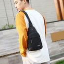 Canvas Shoulder Chest Handbags Men Casual Crossbody Messenger Bag (Black)