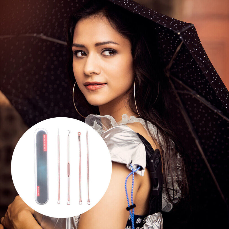 4pcs/set Stainless Steel Blackhead Remover Pimple Blemish Extractor Acne Needles