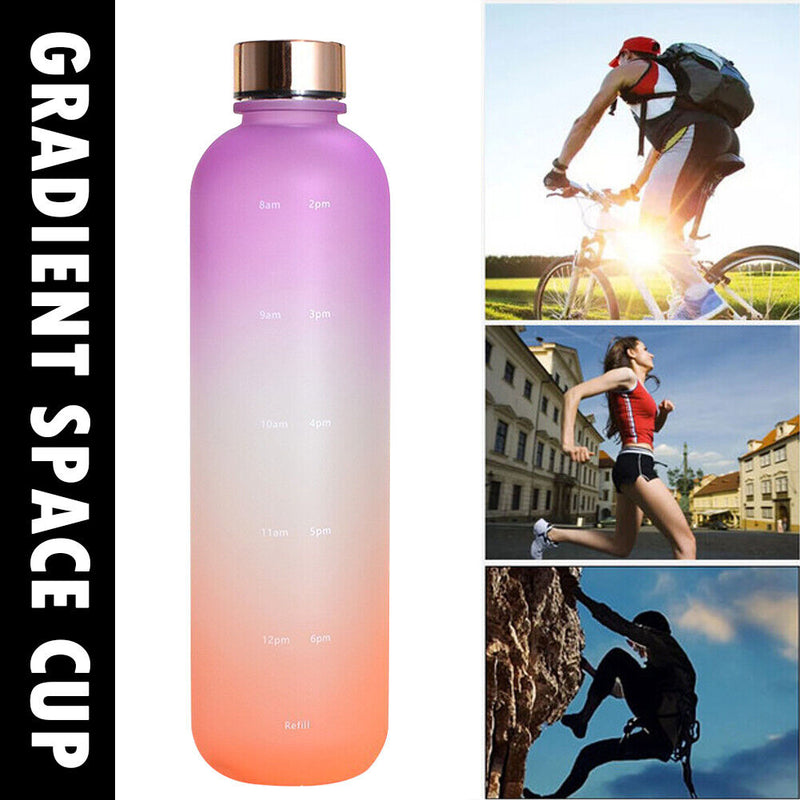 1000ml Water Bottle Frosted Outdoor Sports Drinking Kettle (Purple Orange)