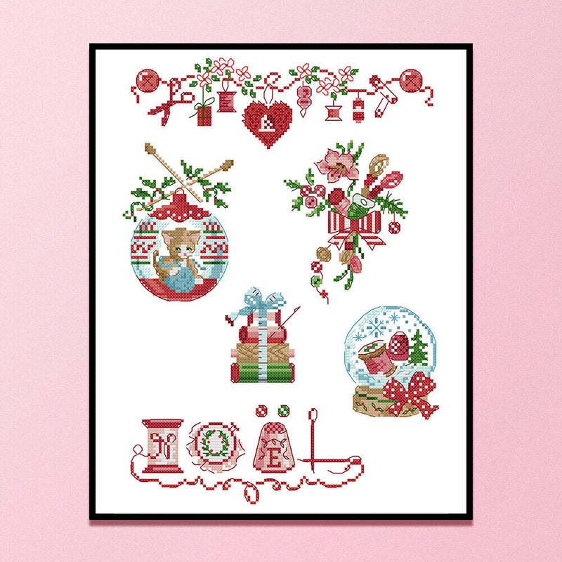 Full Cross Stitch Cotton 14CT Printed Christmas Needle Handmade Craft Kit