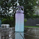 2000ml Water Bottle with Time Marker for Outdoor Sports Drink Cup (Purple) Newly