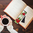 Tassel Red Flowers Leather DIY Special Shape Diamond Painting Bookmark Art Craft