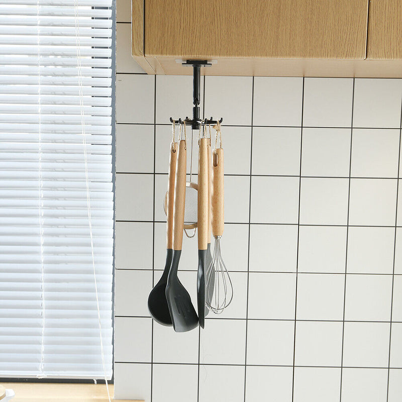 Rotated Kitchen Hooks Adhesive Wall Door Clothes Bag Hanger Racks (Black) Newly