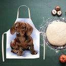 Hanging Neck Brown Dog Printed Linen Cleaning Apron Kitchen Cafe Home Pinafor