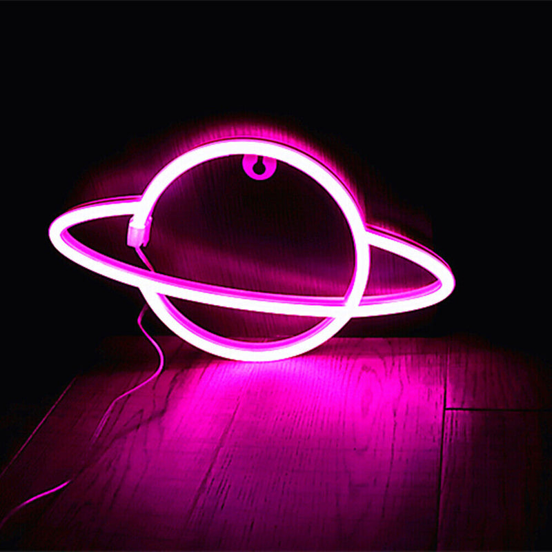 Elliptical Planet Shaped Sign Neon Lamp LED Dual Use Night Light Decor (A) Newly