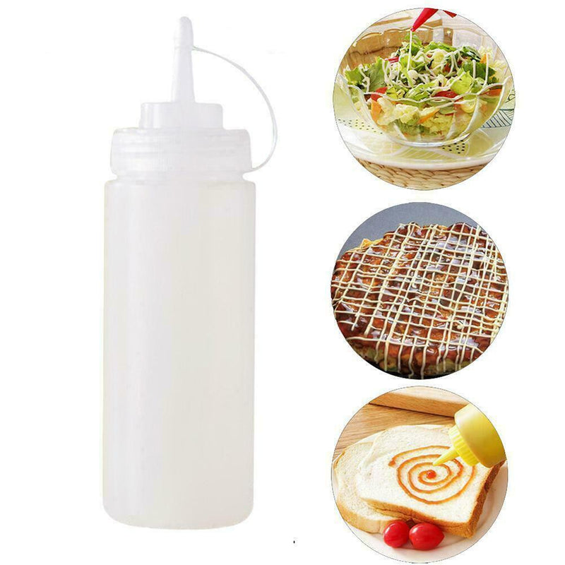 1* Plastic Clear Squeeze Squeezy Sauce Bottles Mayo 240ml Dispenser Bottles M9O8