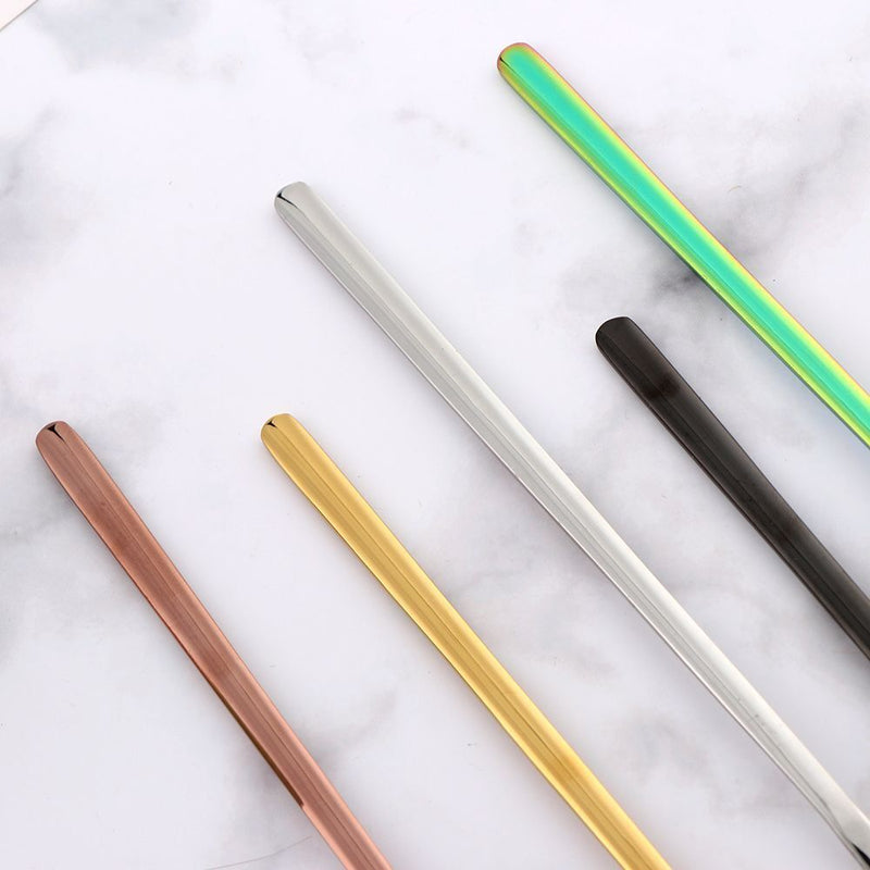 Dessert Long Handle Square Shovel Stirring Scoop Coffee Spoon Stainless Steel