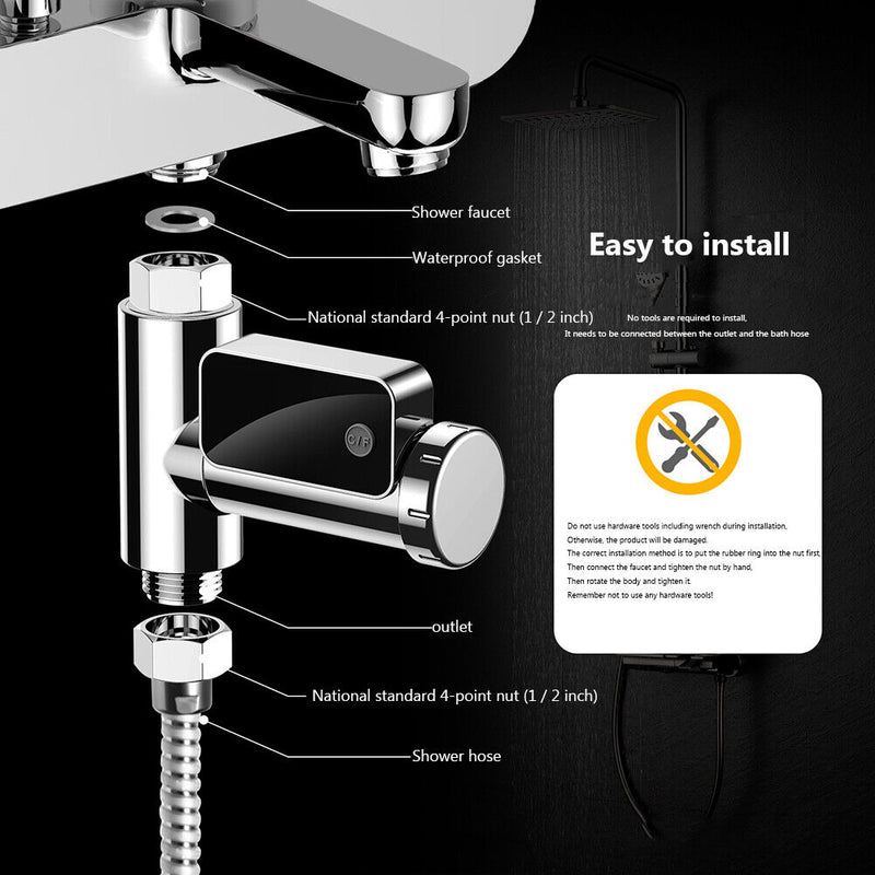 LED Water Temperature Thermometer Shower Celsius/Fahrenheit Display Sensor Newly