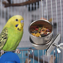 Stainless Steel Hang Cage Bowl Parrot Feeding Food Drinking Dish (5.5cm) Newly