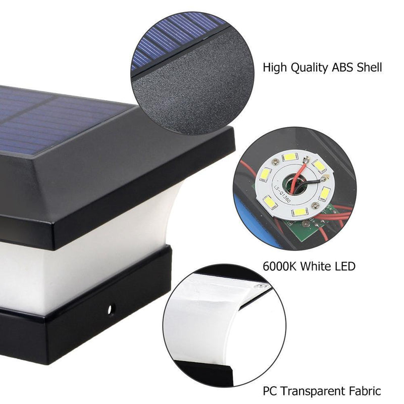 6ED Solar Fence Light Waterproof Square Stigma Lamp for Garden Decoration