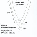 Steel Moon Sun Necklace Couple Pendant Family Jewelry Clavicle Necklace
