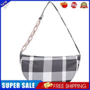 Retro Women Canvas Print Shoulder Underarm Bag Chain Saddle Handbag (Black)
