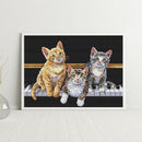 14CT DIY Three Cats Stamped Embroidery Full Cross Stitch Art Handicraft Gifts