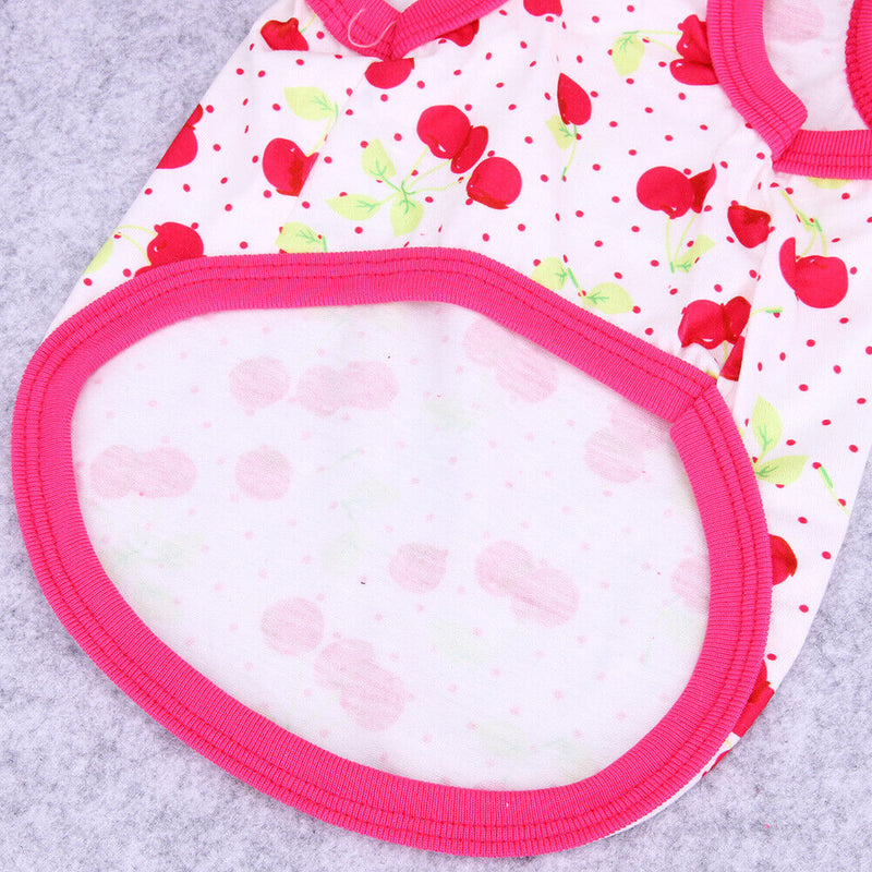 Spring Summer Puppy Small Dog Vest Clothes Pet Shirt (Cherry  Red)(L)