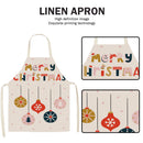 Linen Fabric Apron Oil-Proof Christmas Hanging Neck Apron for Kitchen Cooking