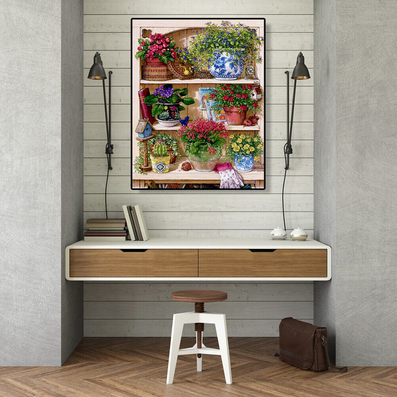 Painting By Numbers Kit DIY Flower Rack Hand Painted Canvas Oil Art Picture Gift