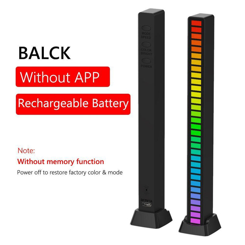 Rechargeable RGB Activated Music Rhythm Lamp Bar Sound Control (Black)