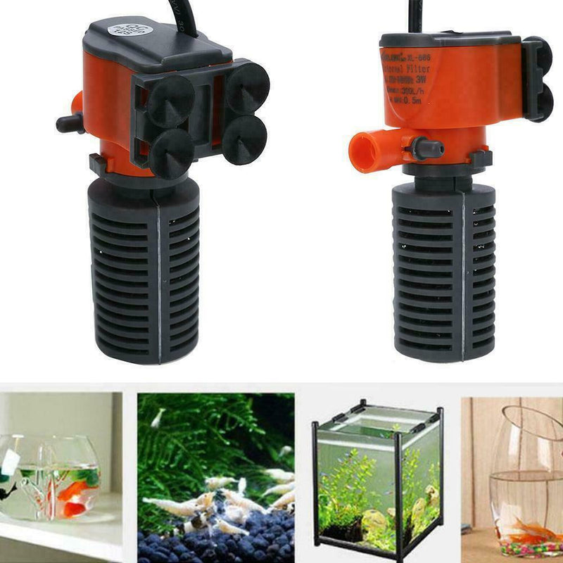 3 in 1 Aquarium Filter Submersible Oxygen Internal Tank Air Pump Water Fish