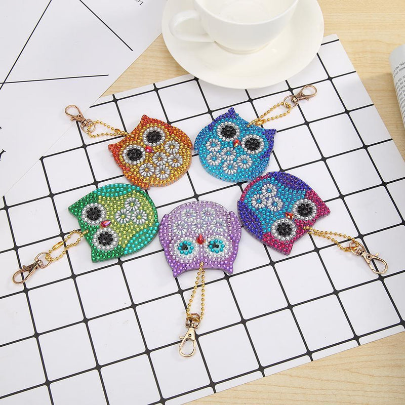 5pcs DIY Full Drill Special Shaped Diamond Painting Bird Keychains Pendant Gift