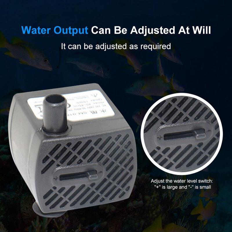 150L/H 2W 4 LED Light Submersible Aquarium Ultra-quiet Landscape Pond Water Pump