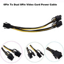 Video Card Connector 6Pin Male to Dual 8pin Female Power Adapter Cable