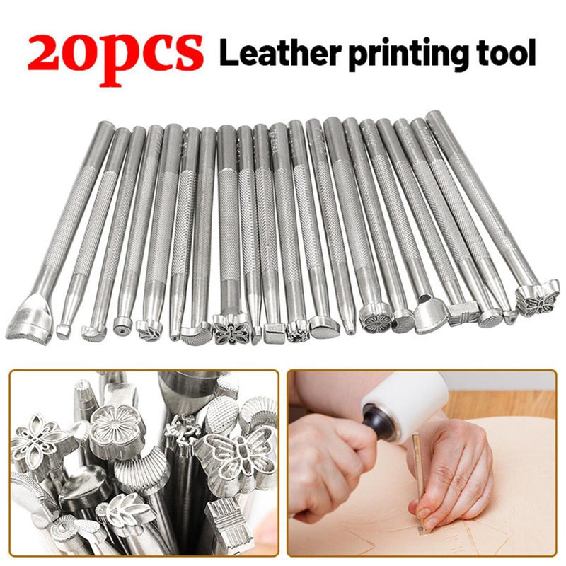 20pcs Manual Leather Craft Stamping Carving Embossing Beveler Stamping Tools .