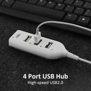 USB Hub 5Mbps High Speed Multi USB 2.0 Adapter 4 Port Splitter (White)