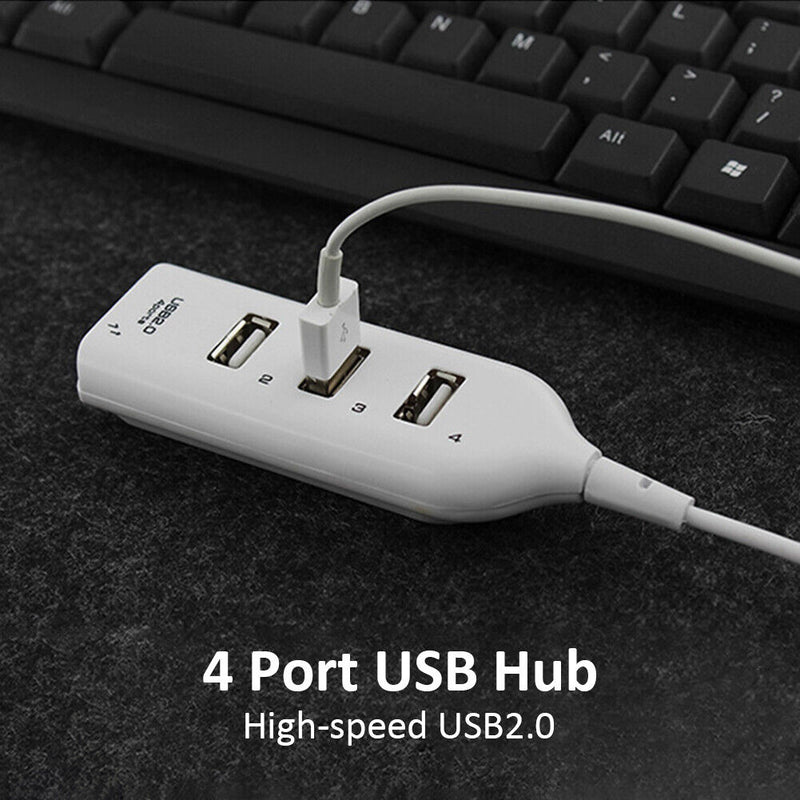 USB Hub 5Mbps High Speed Multi USB 2.0 Adapter 4 Port Splitter (White)