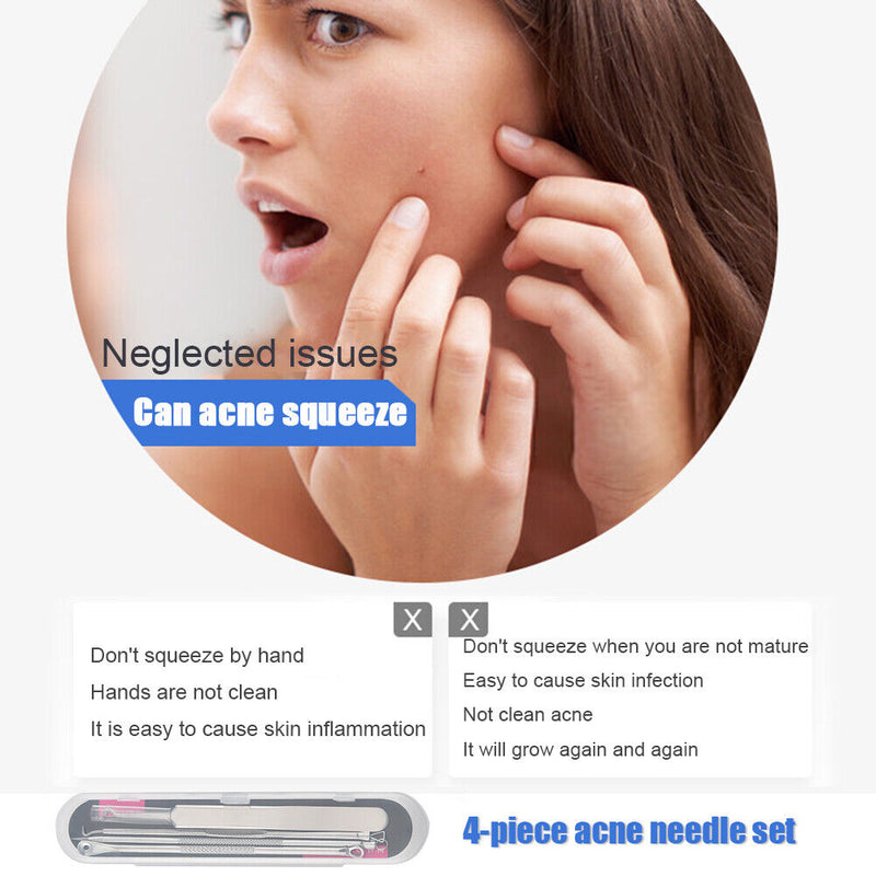 4pcs Blackhead Remover Acne Needles Metal Spoon Facial Black Spot Pore Extractor