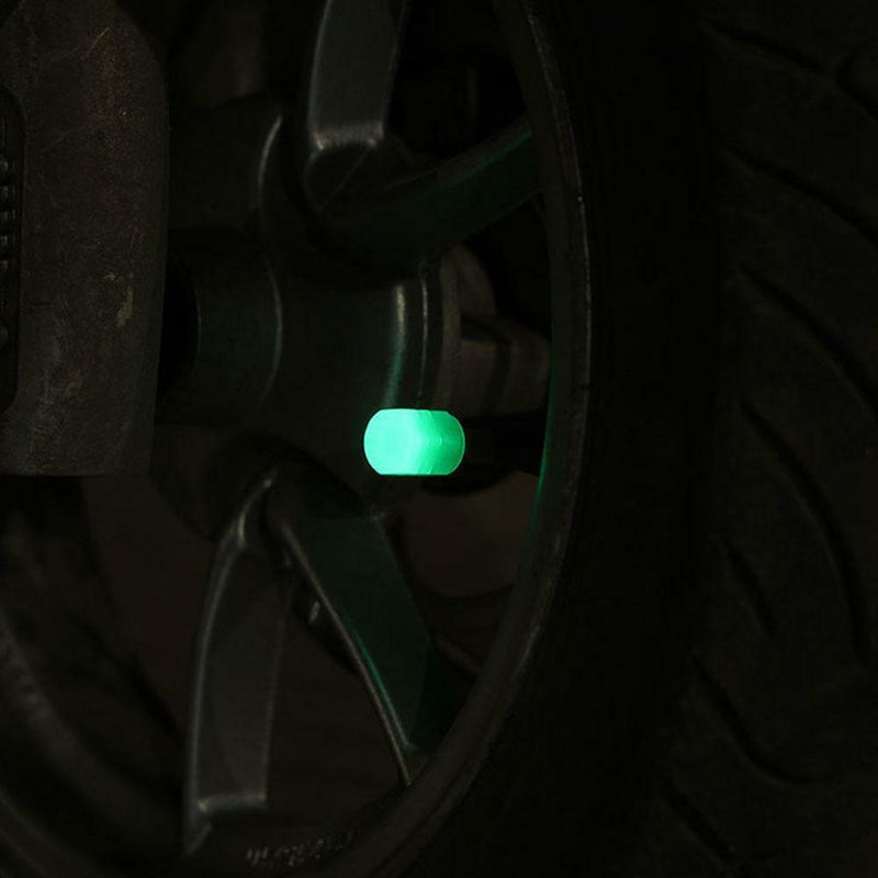 4x Tire Valve Caps Luminous Cars Vehicle Wheel Prank Valve Caps Glow Dust Cover
