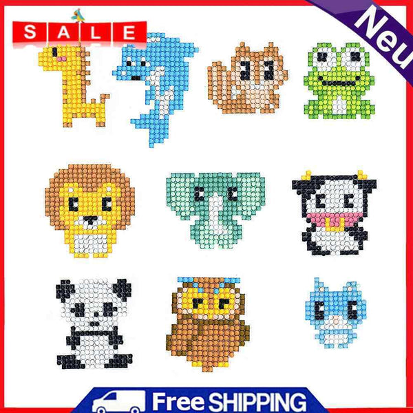 10pcs Adhesive Stickers Mosaic Drawing Diamond Painting Kit Jigsaw Puzzle Toys Decals