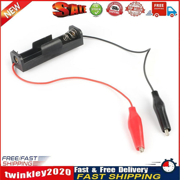 5pcs Power Battery Holder Case 1 Slot AA Batteries Box with Alligator Clip Newly