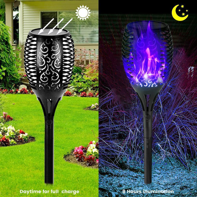 12 LED Flame Torch Light Solar Powered Garden Path Plug-In Decoration Lamp