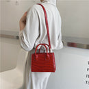 Fashion Women Pure Color Alligator Pattern PU Leather Handbags Crossbody Bag
