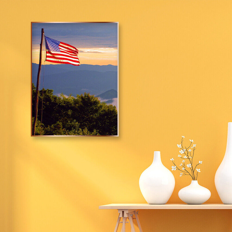 Full Drill Square Diamond Painting Kit DIY 5D American Flag Rhinestone Drawing