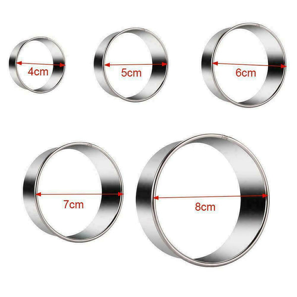 5pcs Circle Steel Cookie Cake Cutter Biscuit Diy Baking L6C0 Pastry J1I7