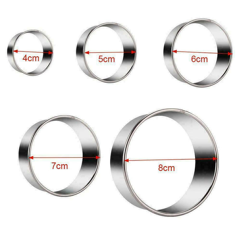 5pcs Circle Steel Cookie Cake Cutter Biscuit Diy Baking L6C0 Pastry J1I7