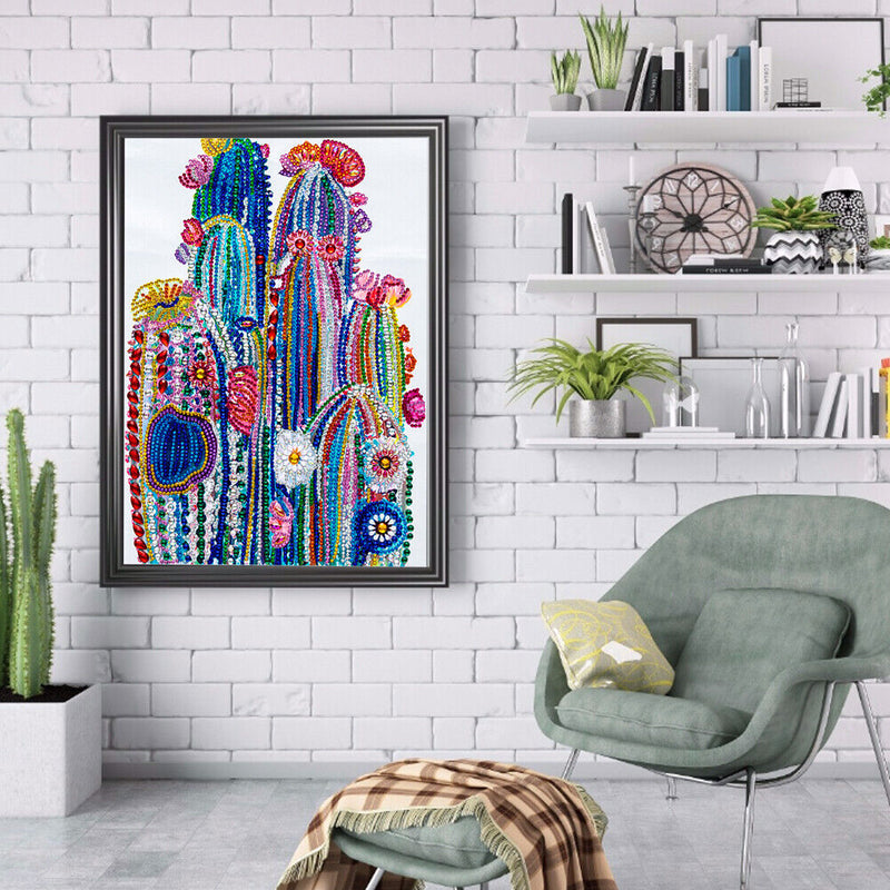 5D Special-Shaped Diamond Painting Kit Cactus Handmade Rhinestone Bead Picture