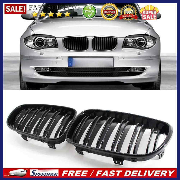 Black Double Slat Kidney Gloss Grill for  E82 Coupe E88 Cabriolet 1 Series