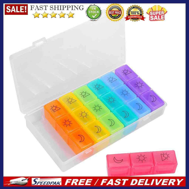 7 Days Weekly Pill Organizer Plastic Tablet Dispenser Medicine Container
