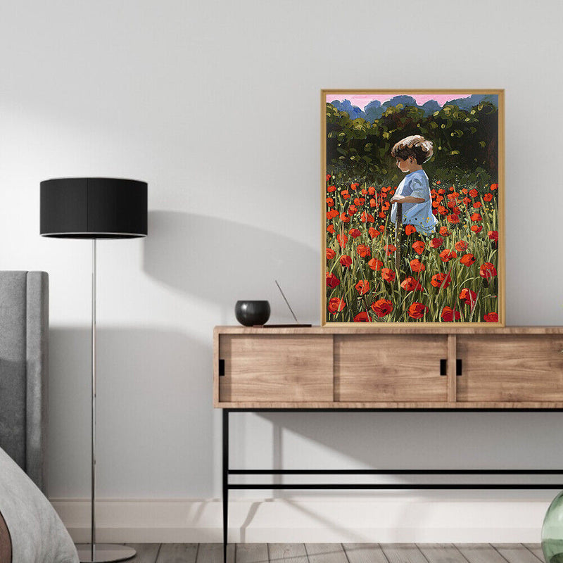Flower Shrubs Boy Oil Paint By Numbers Kit DIY Frameless Drawing for Adults