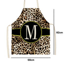 Leopard M Printed Linen Apron Waterproof Kitchen Bibs Pinafore (82X68CM)