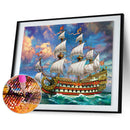 sailboat Diamond Painting Full Round Rhinestone Wall